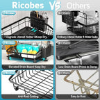 2 Tier Dish Drying Rack for Kitchen Counter, Large Capacity, Black - Image 3