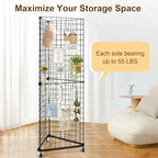 GADFISH Triangular Gridwall Panel Display Stand, Black Triangle Wire Grid Tower with Base and Casters, 24" x 68" Rolling Grid Wall, Panel Stand for Home Organization, Retail, Trade Show, Vendor - Image 4