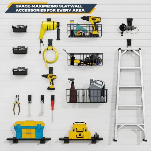 35Pcs Slatwall Accessories Kit, with Slatwall Hooks, Baskets, Shelves, Bins - Image 3