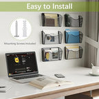 EasyPAG 6 Pack Wall File Organizer, Metal Mesh Hanging File Folder Holder for Letter/A4 Size Folders, Vertical Wall Mount Mail Sorter for Office Paperwork, Classroom, Black - Image 5