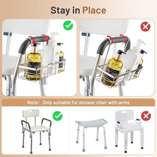 DELLAN Hanging Shower Caddy, Shower Rack with Hooks for Bath Chair & Shower - Image 3