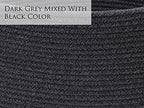 26"x20" Extra Large Tall Woven Laundry Basket with Lid, Cotton Rope Blanket Storage Basket, Freestanding Decorative Bin for Bedroom Living Room, Black & Grey Mix - Image 6