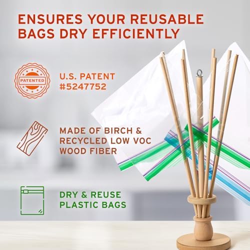 Plastic Bag and Bottle Dryer - Patented; Multi-Purpose Drying Rack Saves Money and the Planet. Folds for Easy Storage - Image 5