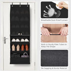 STORAGE MANIAC Over the Door Shoe Organizer with Curtain Dustproof Heavy-Duty Large Deep Pocket Hanging Shoe Organizer for Closet Dorm & Narrow Door Storage Shoe Holder Shoe Rack, 7-Shelf Black 1 Pack - Image 4