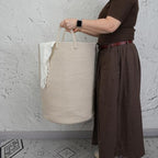 Woven Cotton Rope Laundry Basket Hamper, 16" x 22" Large Oatmeal - Image 3