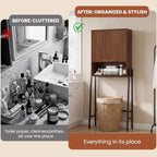 Over The Toilet Storage Cabinet,25" W Bathroom Organizer, Walnut - Image 5