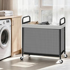 STORAGE MANIAC Rolling Laundry Hamper with Wheels 3-Section Laundry Sorter Rolling Laundrys Basket on Wheels with Removable Bag Clothes Hamper Laundrys Organizer Cart Bathroom Bedroom 120L Grey - Image 2