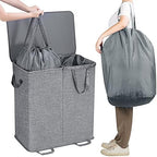 Lifewit Double Laundry Hamper with Lid, Removable Laundry Bags, Gray - Image 4