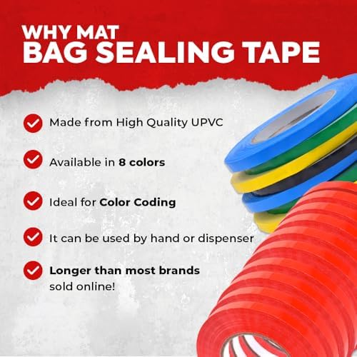 MAT Food Saver UPVC Tape Dark Green - 3/8 x 180 yds. (Pack of 10) Poly Bag Sealing Tape for Wrapping, Packaging, and Airtight Food Storage - Image 2