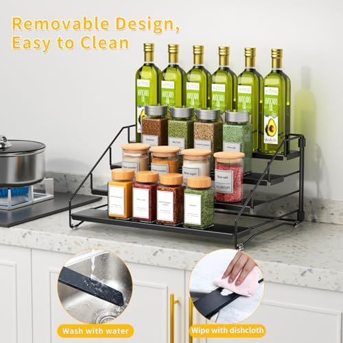 2 Pack Spice Rack Organizer for Cabinet, Depth Adjustable 4 Tier Spice Rack - Image 6