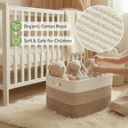 JMvicyroam 96L Large Woven Cotton Rope Blanket Basket, White&Brown - Image 4