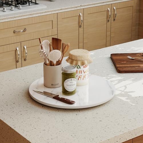 11.8" Lazy Susan Turntable – 360° Sinteredstone Silent Anti-Slip Turntable, Table Top Centerpiece for Kitchen, Pantry, Spice Rack, Refrigerator & Dining Table, White - Image 5