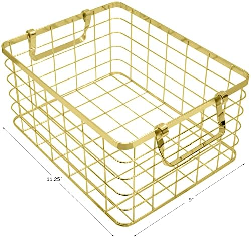 Set of 3 Nested Wire Basket Trays for Storage and Organizing (Gold) - Image 2