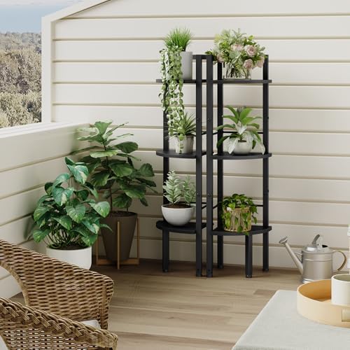 Tajsoon Small Corner Shelf Stand 3 Tier 39.5" with Metal Frame, Black - Image 7