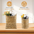 2 Pack Woven Hanging Basket Set, Wicker Wall Baskets Handmade Seagrass Planters for Front Door, Garden, Farmhouse Home Decor - Image 4