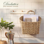 84ECO Set of 2 Seagrass Hanging Baskets for Organizing, Front Door, Mail, Flowers - Image 5