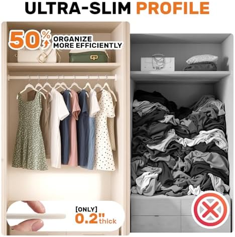 Sishynio Velvet Shirt Hangers 30 Pack, Slim Felt Hangers Beige - Image 3