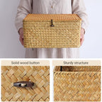 Nonam Large Wicker Basket with Lid,Seagrass Shelf Storage Basket,Natural - Image 2