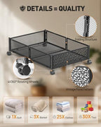 Under Bed Storage with Wheels, Foldable Pattern Carved Metal Under Bed Storage Containers, 60L Rolling Underbed Storage, Easy Assembly Under The Bed Storage for Shoes, Clothes, Blankets... - Image 3