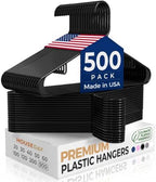HOUSE DAY Black Plastic Hangers 500 Pack, Slim Space-Saving Clothes Hangers by HOUSEDAY