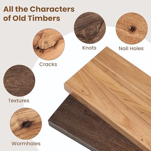 Floating Shelves for Wall Decor, 8" Deep Rustic Solid Elm Wood Floating Shelves Wall Mounted, Wall Shelves with Invisible Bracket for Living Room Bathroom Bedroom Kitchen, 40 Inch Set of 1, Natural - Image 4