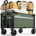 Collapsible Wagon Cart with Wheels, 220LBS for Grocery Shopping Camping by Raynesys