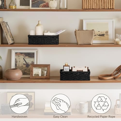 StorageWorks Wicker Baskets for Organizing, Paper Rope Black Baskets,2-Pack - Image 5