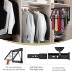Blulu 13.8'' Sliding Tie Rack for Closet(Right Pull-Out), 60 Tie Pull Out Belt Hanger Wall Mounted Extending Metal Belt Organizer,Black - Image 3