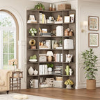 FOTOSOK 72" Tall Corner Bookshelf, 6-Tier Bookshelf and Bookcase, Grey by FOTOSOK