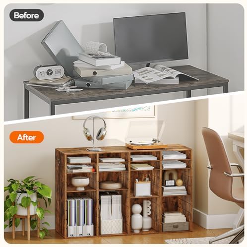 HOOBRO Wooden Literature Organizer, 36-Slot Mail Sorters, Removable Classroom Mailbox, Student Mailboxes for Classroom, Paper Storage Organizer, for Home, Office, Classroom, Rustic Brown FG36WF01 - Image 5