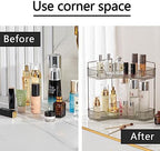 shuang qing 2-Tier Corner Bathroom Counter Organizer – Classic Storage Shelf for Makeup, Perfume & Toiletries, Space-Saving Countertop Tray Fits Bathroom, Dresser, Kitchen (Slate Gray) - Image 3