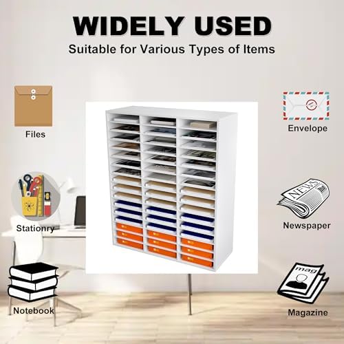 Mail Sorter Wood Literature Organizer, Student Mailbox for Classroom, Desktop Bill Paper Organizer for Office Home School, 48 Compartments, Black - Image 5