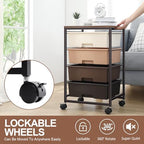 SYKIARIOL Rolling Cart with Drawers, 4-Drawer Utility Cart, Brown - Image 5