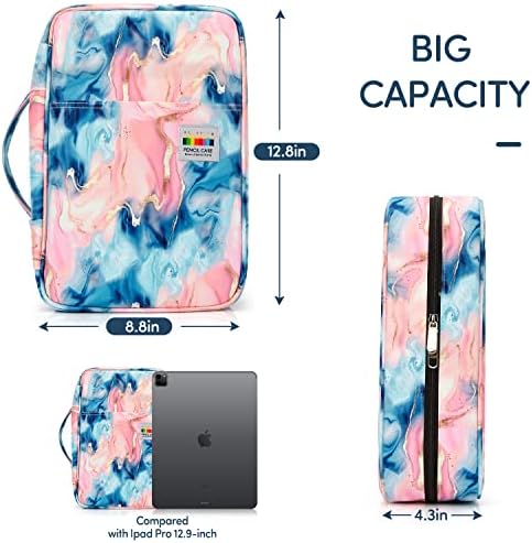 YOUSHARES Organizer Color Pencil 300 Slots - Pen Case Organizer with Handy Wrap & Zipper, Multilayer Holder for Prismacolor Colored Pencils & Gel Pen (Quicksand Pink) - Image 6