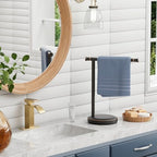 Hoimpro Hand Towel Holder Stand Bathroom Towel Bar Rack Countertop Bronze - Image 2