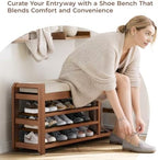 39.4" Entryway Shoe Rack Bench with Cushion, 3-Tier Storage Bench - Image 5