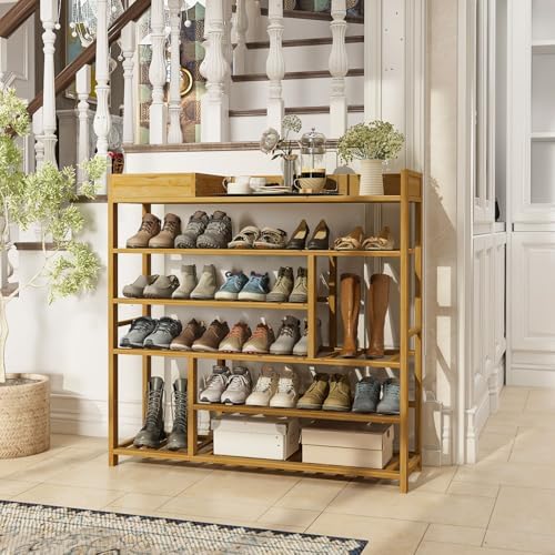 Bamworld Shoe Rack for Front Door Entrance Bamboo Shoe Organizer with Storage Box Free Standing Shoe Cabinet Shoe Storage Shelf for entryway, Closet and Doorway (Natural) - Image 2