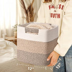 12 Inch Storage Cubes, 3 Pack Cube Storage Bins for Organizing, Cotton Rope Woven Baskets for Shelves, Bathroom, Kids Room, Closets, Baby Nursery - Image 4