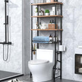 Over-The-Toilet Storage Shelves, 4-Tier Bathroom Organizer Shelf Over Toilet with Adjustable Feet Pad and Basket, Freestanding Space Saver Bathroom Storage Rack Above Toilet (Vintage Brown) by Dataroad+Selead