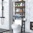 Over-The-Toilet Storage Shelves, 4-Tier Bathroom Organizer Shelf Over Toilet with Adjustable Feet Pad and Basket, Freestanding Space Saver Bathroom Storage Rack Above Toilet (Vintage Brown) by Dataroad+Selead