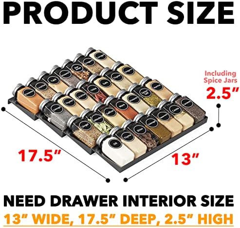 SpaceAid Spice Drawer Organizer with 28 Spice Jars, 386 Spice Labels, 4 Tier Seasoning Rack Tray Insert for Kitchen Drawers, 13" Wide x 17.5" Deep (Pack of 2) - Image 4