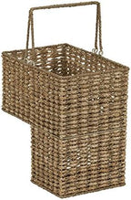 Household Essentials Handwoven Seagrass and Corn Husk Wicker Stair Basket with Iron Frame and Handles, Natural by HouseholdEssentials