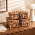 Decorative Woven Boxes with Lids for Shelf Decor Livingroom Organization by FIAHOSEY