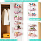 HapiRm Over Door Organizer Storage - Separable Door Organizer Hanging with 6 Metal Large Capacity Baskets for Bathroom Bedroom Kitchen Pantry Closet (Pink) - Image 4