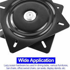 12 Inch Lazy Susans Turntable Bearings Swivel Zinc Plate, Black Square Lazy Susan Hardware, Heavy Duty Lazy Susan Replacement Parts for Table, Chair, Round Bar Stools(1 Pack) - Image 5