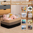 OIASKET Large Storage Basket for Organizing, Woven Rope Basket for Shelves, Closet Organizer Bins for Clothes, Blanket, Toys, Baby Nursery Storage, 17.7" x 13" x 7.87", 2 Packs Black & Brown - Image 3