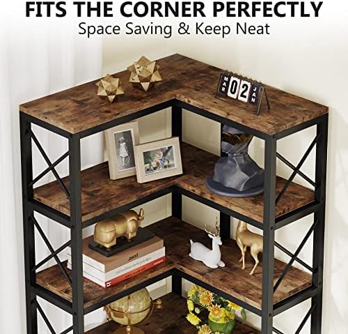 Tribesigns 7-Shelf Corner Bookshelf,Large Modern Corner Bookcase, 7-Tier Tall Corner Shelf Storage Display Rack with Metal Frame for Living Room Home Office (Rustic Brown) - Image 6