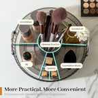 Aveniee 360° Rotating Makeup Organizer for Vanity, Upagraded Perfume Skincare Bathroom Counter Organizers with Brush Divider, 3 Tier Spinning Lipstick Cosmetic Lotion Storage,Grey - Image 3