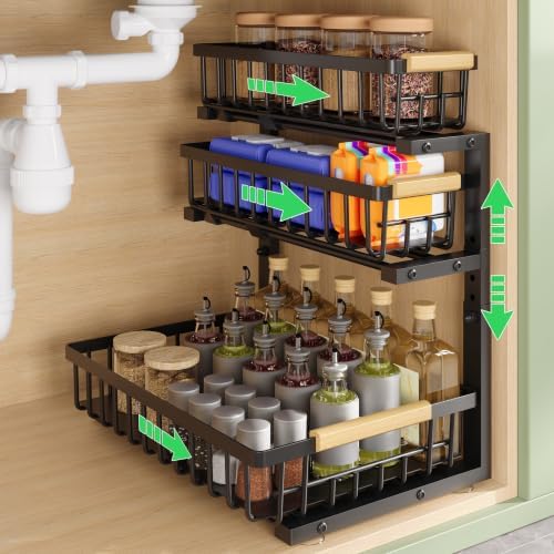 3 Tier Under Sink Organizer: Pull Out Cabinet Storage for Bathroom,1 Pack by Unknown