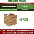12x12in Storage Baskets 4 Pcs Water Hyacinth Basket,Foldable Storage Cubes - Image 2